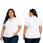 DAF Plus Size Polo T-shirt White With Black