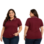 DAF Plus Size Polo T-shirt Maroon With White