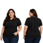 DAF Plus Size Polo T-shirt Black With White