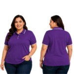 DAF Plus Size Polo T-shirt Purple With White