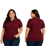 DAF Plus Size Polo T-shirt Maroon With Yellow