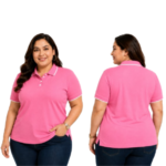 DAF Plus Size Polo T-shirt Pink With White