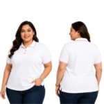 DAF Plus Size Polo T-shirt White With Pink