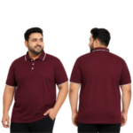 DAF Plus Size Polo T-shirt Maroon With White